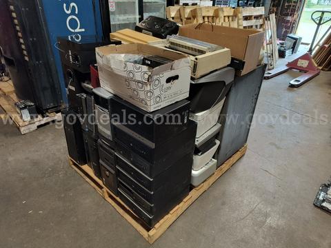 Pallet Lot of Assorted SCRAP Items (PCs, Printers, Appliances, Misc Electronics, etc)