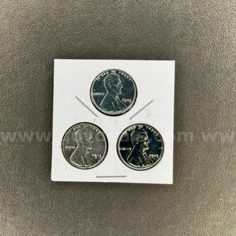 Set of 3 1943 Steel Pennies