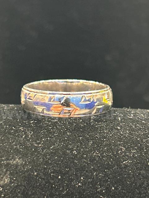 Rhodium (Silver) Size 12.5 Band w/ Design Ring. READ ⬇️