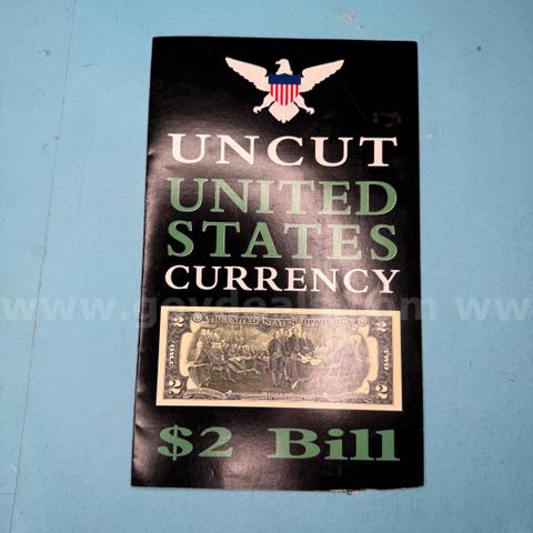 Uncut United States Currency $2 Bill Collection