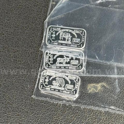 Set of 3 Silver Bar - Rhino, Moose & Eagle