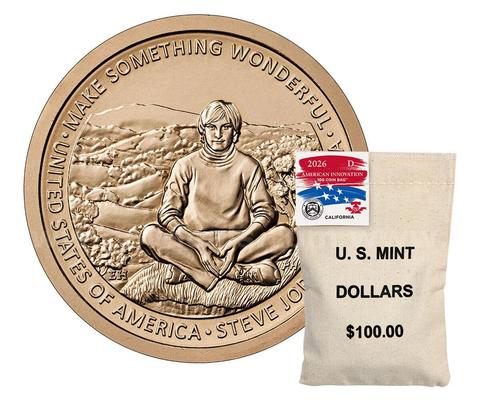 NEW SEALED 2026 D AMERICAN INNOVATION CALIFORNIA (STEVE JOBS) $100 DOLLAR BAG FREE SHIPPING (USA ONLY)