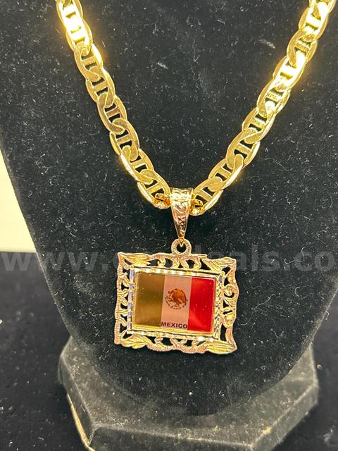 24k Gold, 20β Gucci Link Necklace w/ Mexico Picture Pendant. READ β¬οΈ