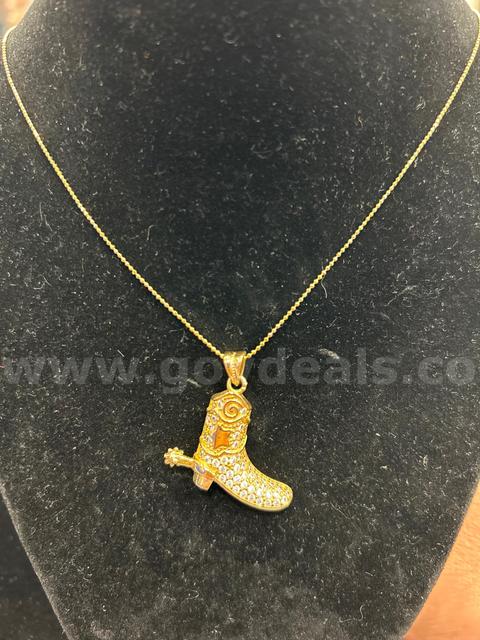 24k Gold, 24” Dainty Necklace w/ CZ Boot Pendant. READ ⬇️