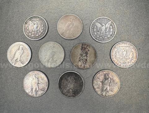 Lot of 10 Silver Dollars - Peace and Morgan