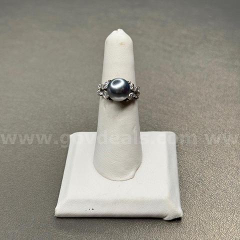 Silver 925 Ring with Grey and White Stones