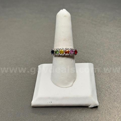 Silver 925 Ring with Rainbow Stones