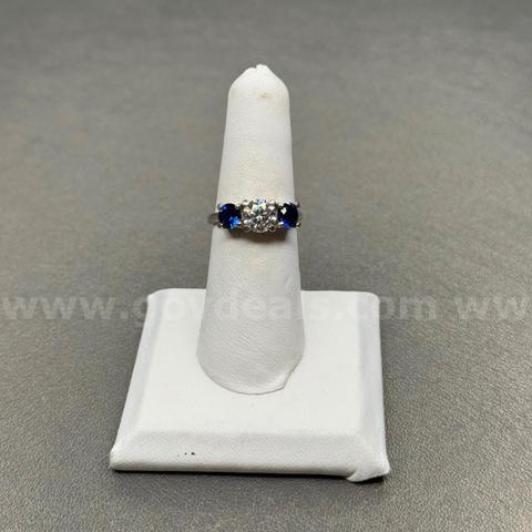 Silver 925 Ring with Blue& White Stones