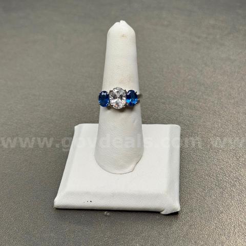 Silver 925 Ring with Blue& White Stones