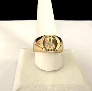 Men's, 24k Gold, Size 11, "$" Money Sign Ring