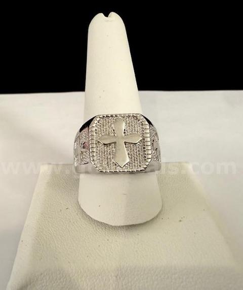 Men's, Rhodium (Silver), Size 10 1/2, Cross Ring