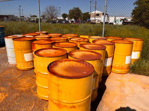 Empty paint barrels