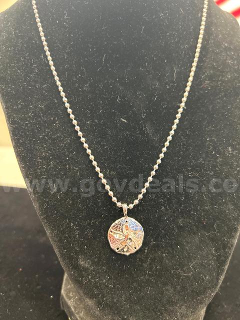 18” Beach Necklace w/ Pendant Rhodium (Silver)