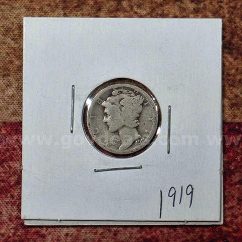 Very Nice Silver Mercury Dime 1919