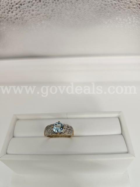 Solid Sterling Silver Ladies Ring with Genuine London Blue Topaz Stone Size 7