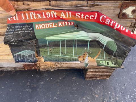 UNUSED ALLMETAL 11FT X 19FT ALL-STEEL CARPORT MODEL K1119