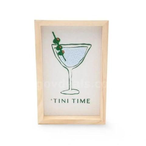 Brand New - Summer Blue Martini Tufted ‘Tini Time Wood Wall Decor - Shipping Available
