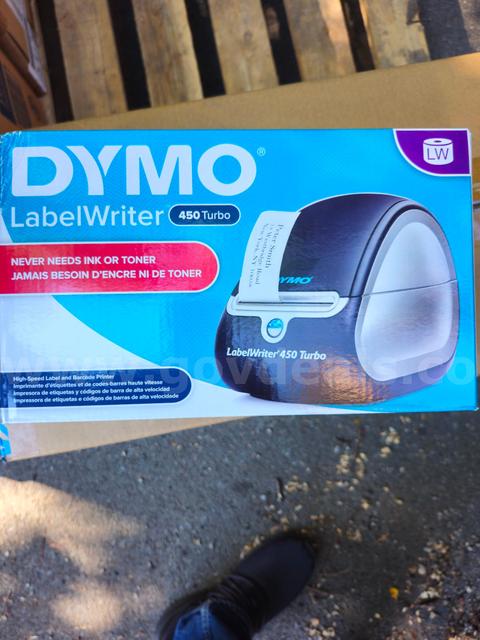 New and unused lot of (9)Dymo Label Writers and (19) 500 label boxes.