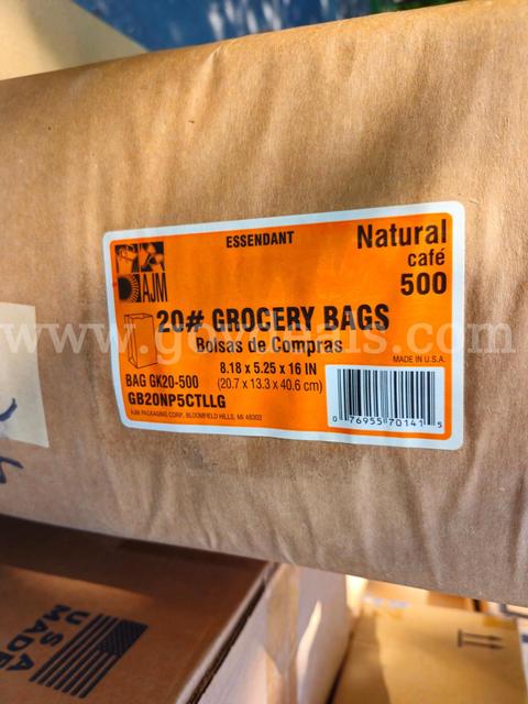 500 Brown Grocery Bags size 20#