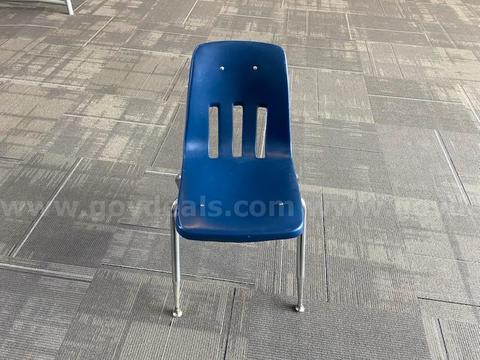 4 Blue Plastic Chairs 17" Seat Height