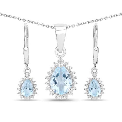 BLUE TOPAZ PENDANT and EARRINGS Set