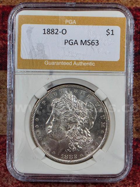 Stunning 1882-O Morgan Silver Dollar PGA Graded MS 63