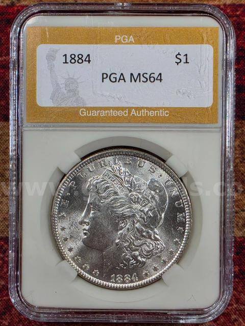 Stunning 1884 Morgan Silver Dollar PGA Graded MS 64