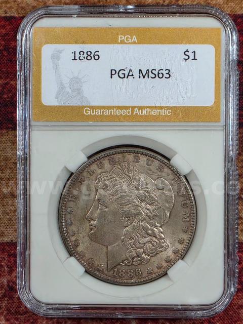 Stunning 1886 Morgan Silver Dollar PGA Graded MS 63