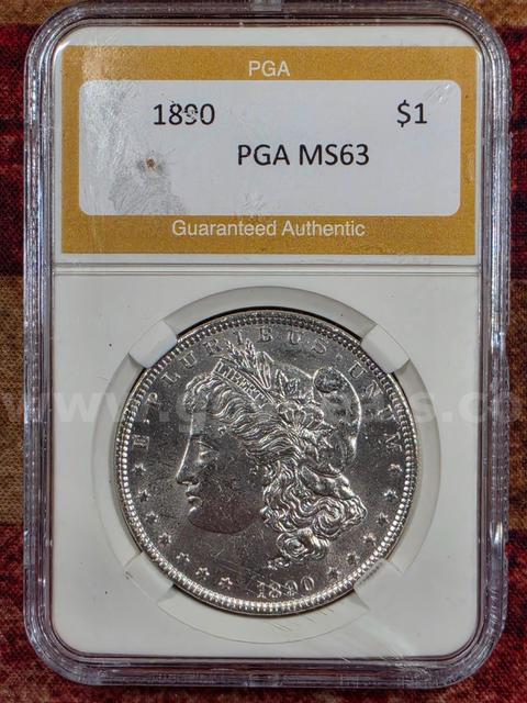 Stunning 1890 Morgan Silver Dollar PGA Graded MS 63