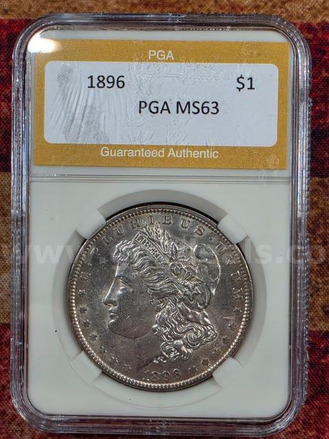 Stunning 1896 Morgan Silver Dollar PGA Graded MS 63