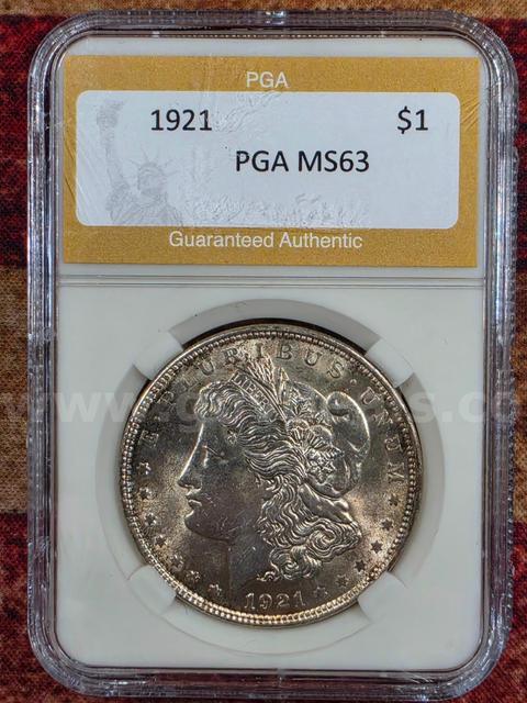 Stunning 1921 Morgan Silver Dollar PGA Graded MS 63