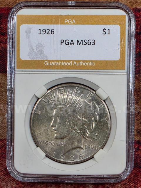 Stunning 1926 Peace Silver Dollar PGA Graded MS 63