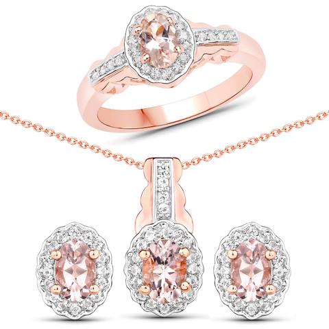MORGANITE and WHITE TOPAZ Jewelry Set