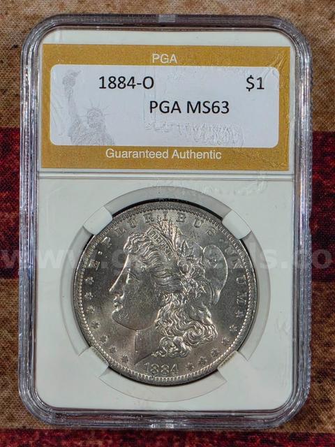 Stunning 1884-O Morgan Silver Dollar PGA Graded MS 63