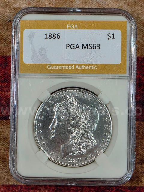 Stunning 1886 Morgan Silver Dollar PGA Graded MS 63