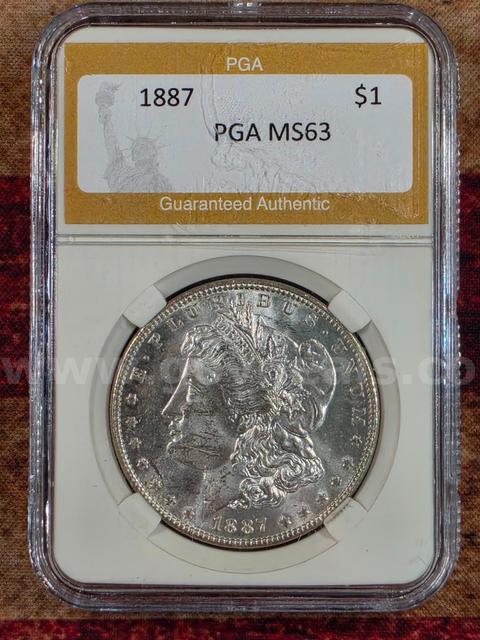 Stunning 1887 Morgan Silver Dollar PGA Graded MS 63