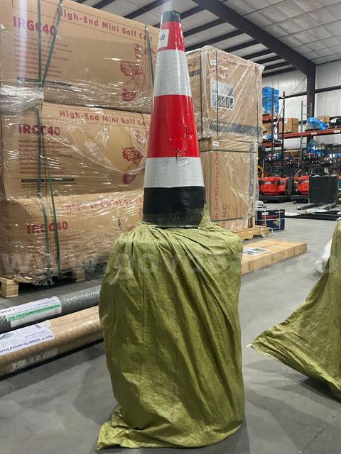 UNUSED SAFETY TRAFFIC CONES, FLUORESCENT, APPROX 20/PACK, 15in X 27in