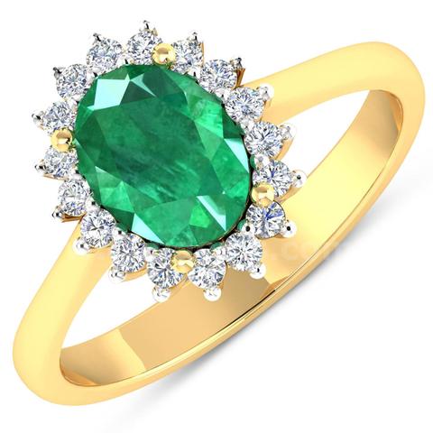 14K Yellow Gold Ladies Designer Natural Emerald & Natural Diamond Ring Appraised at $4710.00