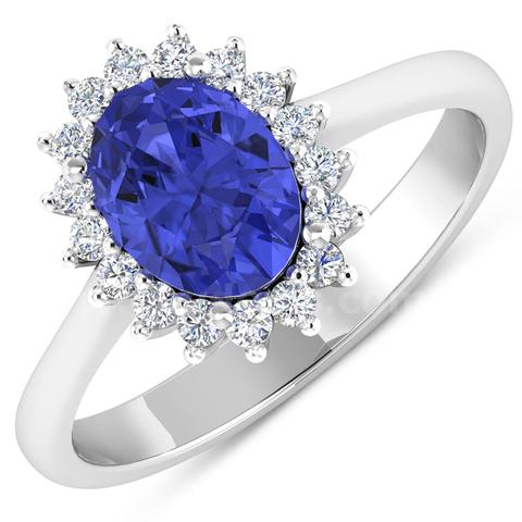 14K White Gold Ladies Designer Natural Blue Tanzanite & Natural Diamond Ring Appraised at $4710.00