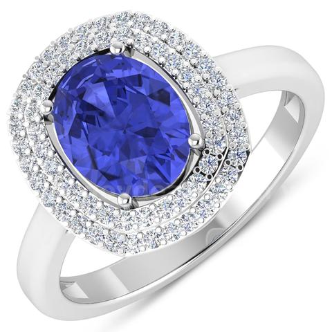 14K White Gold Ladies Designer Natural Tanzanite & Natural Diamond Ring Appraised at $4940.00