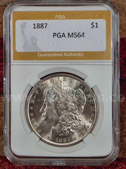Stunning 1887 Morgan Silver Dollar PGA Graded MS 64