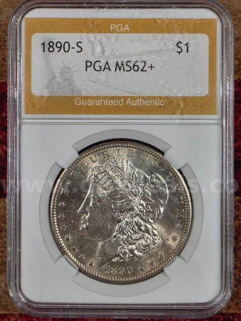 Stunning 1890-S Morgan Silver Dollar PGA Graded MS 62+