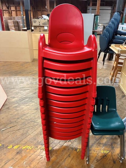 CHAIR STACK, PLASTIC, RED, CHILDRENS / SUNDAY SCHOOL / SCHOOL / PRESCHOOL