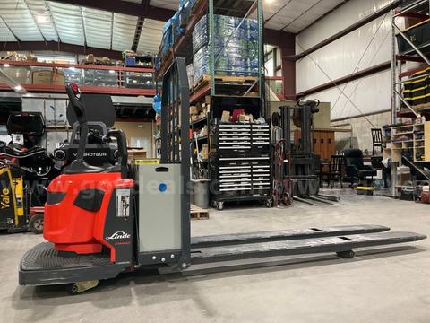 2024 LINDE STAND ON PALLET JACK MODEL EWR40 8' FORKS