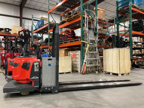 2024 LINDE STAND ON PALLET JACK MODEL EWR40 8' FORKS