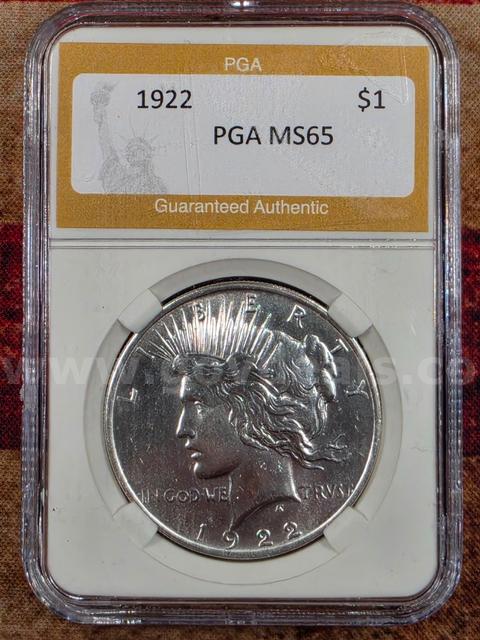 Stunning 1922 Morgan Silver Dollar PGA Graded MS 65