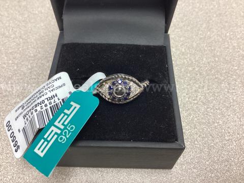 Effy Sterling Silver Sapphire and Diamond Ring ( Retail $650.00 )