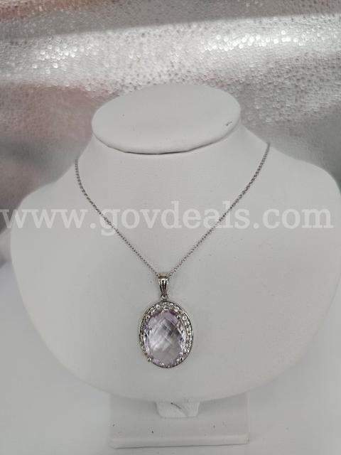 Solid Sterling Silver Ladies Amethyst Necklace Beautiful Piece