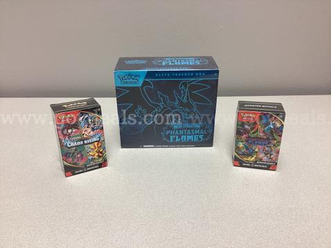 Pokémon Mega Evolution Phantasmal Flames elite training box, Chaos Rising and Phantasmal flames Booster Bundles