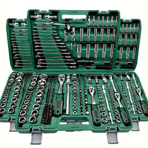 216 Piece Professional Mechanics Tool Set Automotive Repair Kit with Case Green